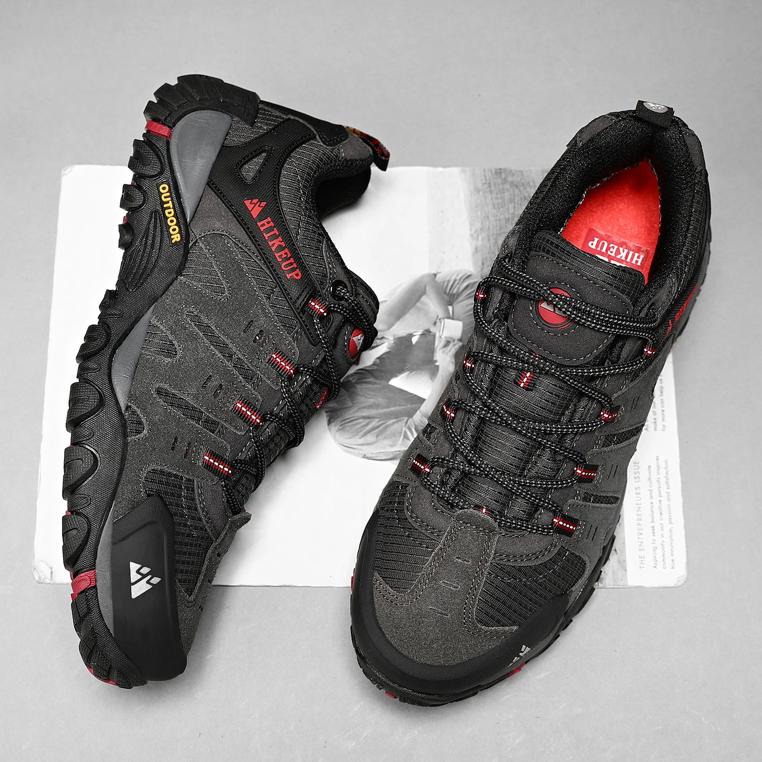 HIKEUP Men's Suede Leather Hiking Shoes – Outdoor Trekking